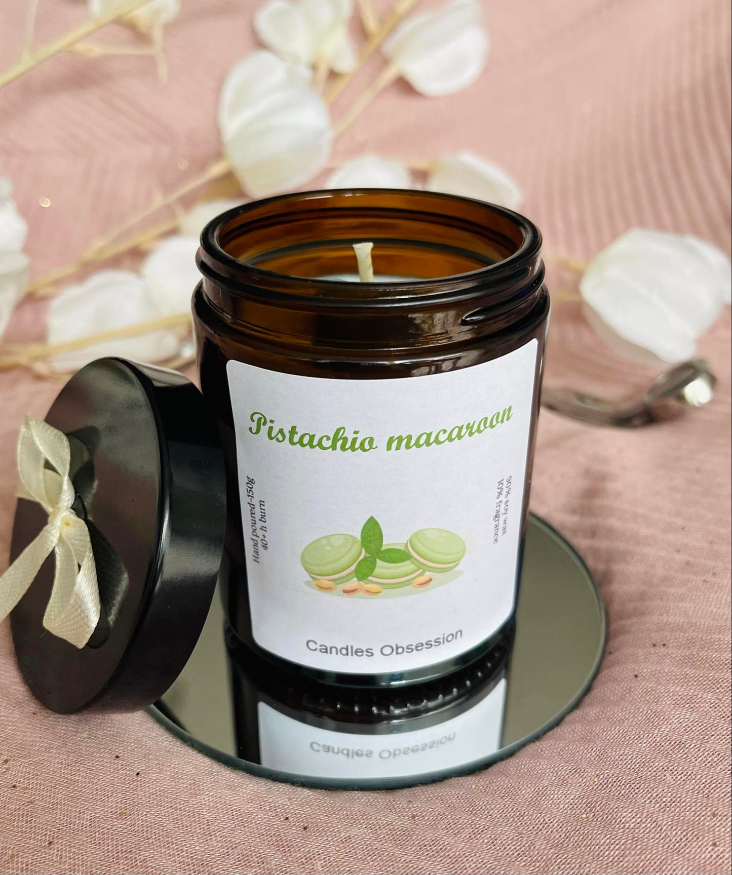 Pistachio Macaroon Glass Candle