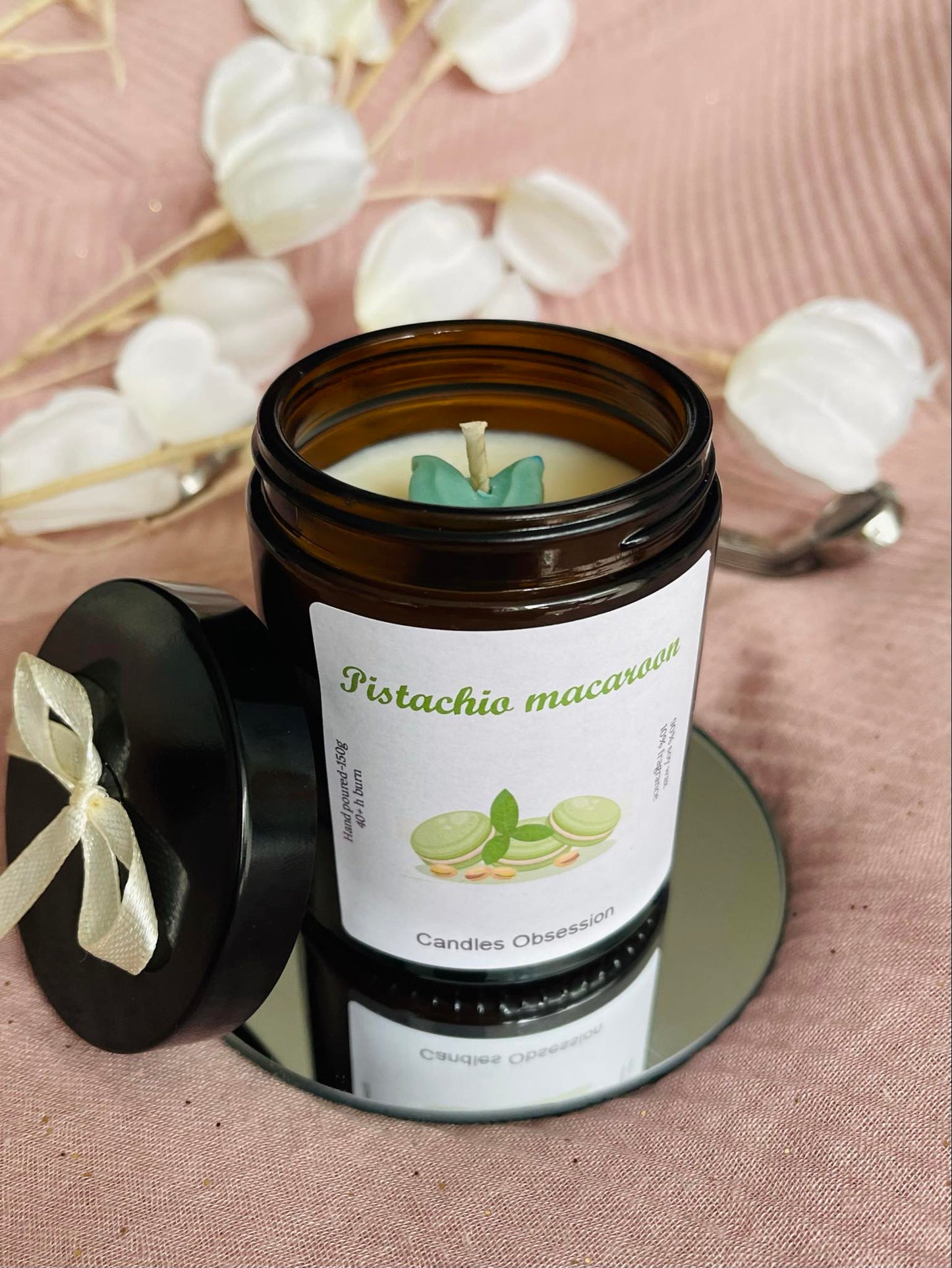 Pistachio Macaroon Glass Candle