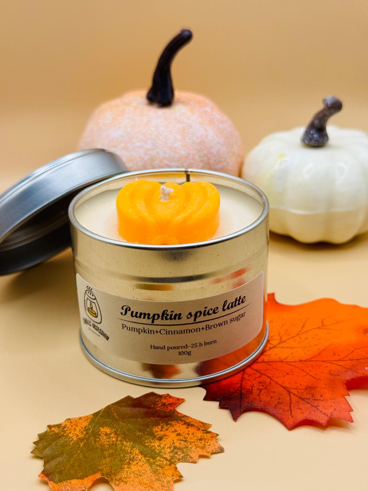 Pumpkin spice latte tin candle