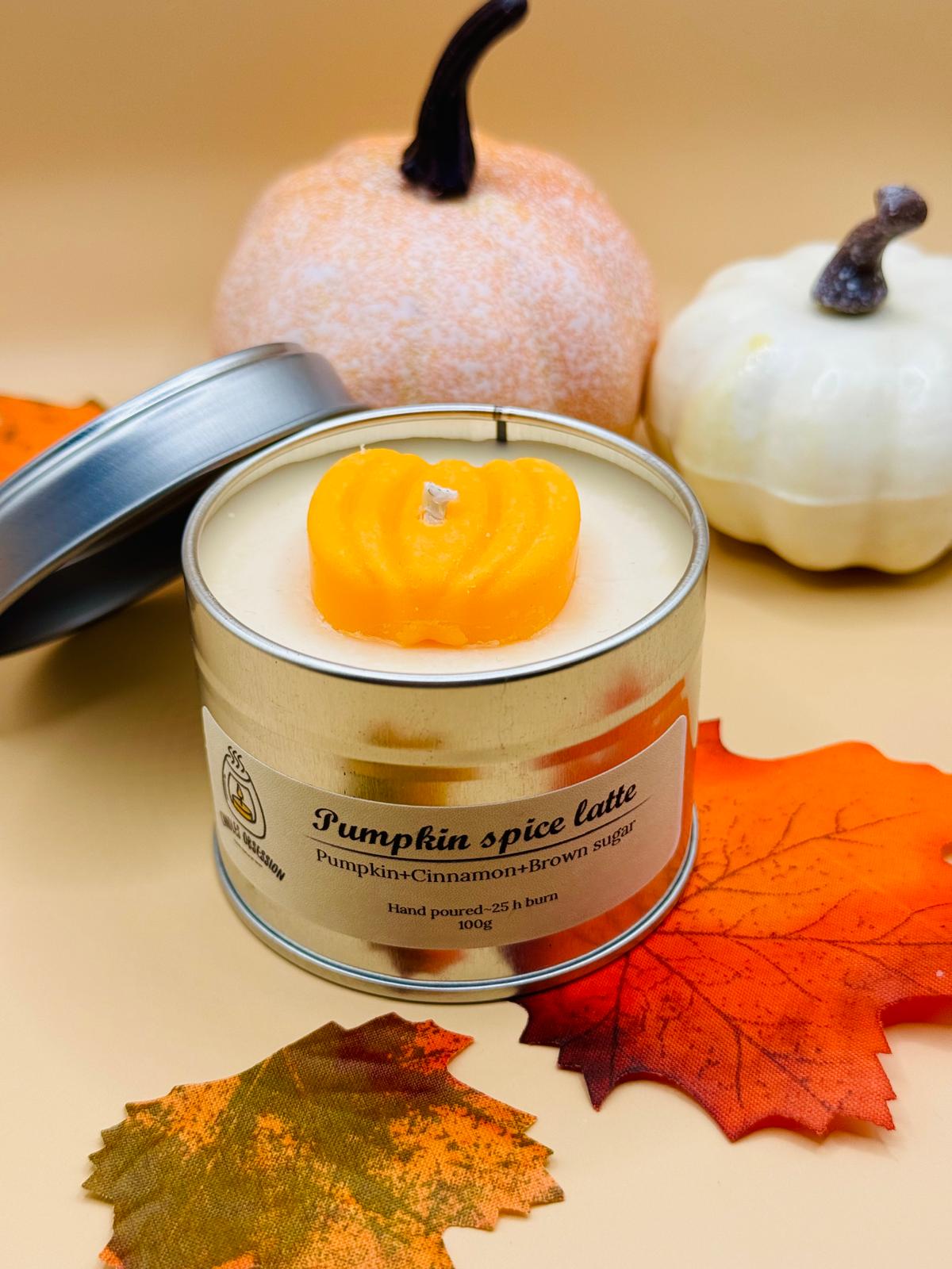 Pumpkin spice latte tin candle