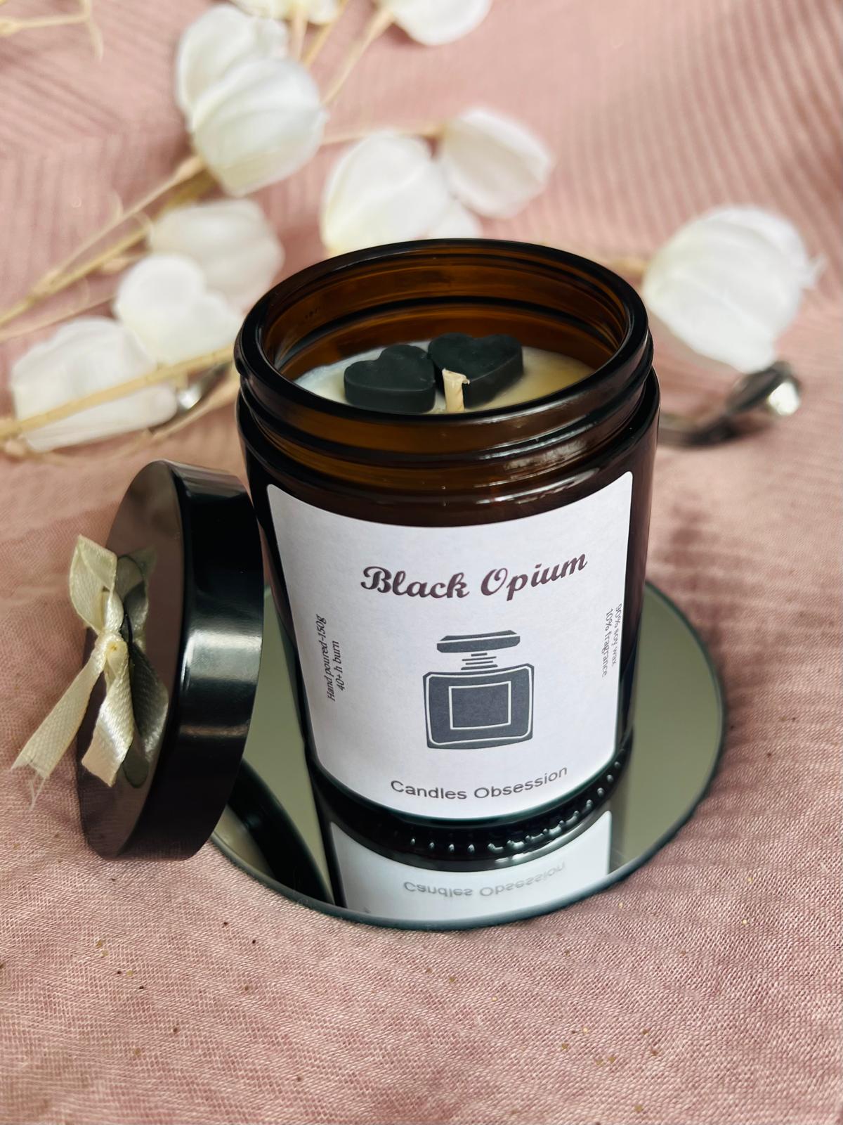 Black Opium glass candle