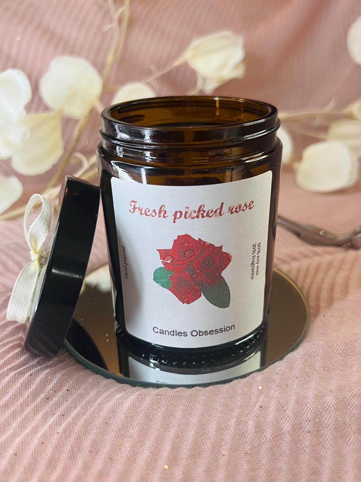 Fresh Picked Roses Glass Candle