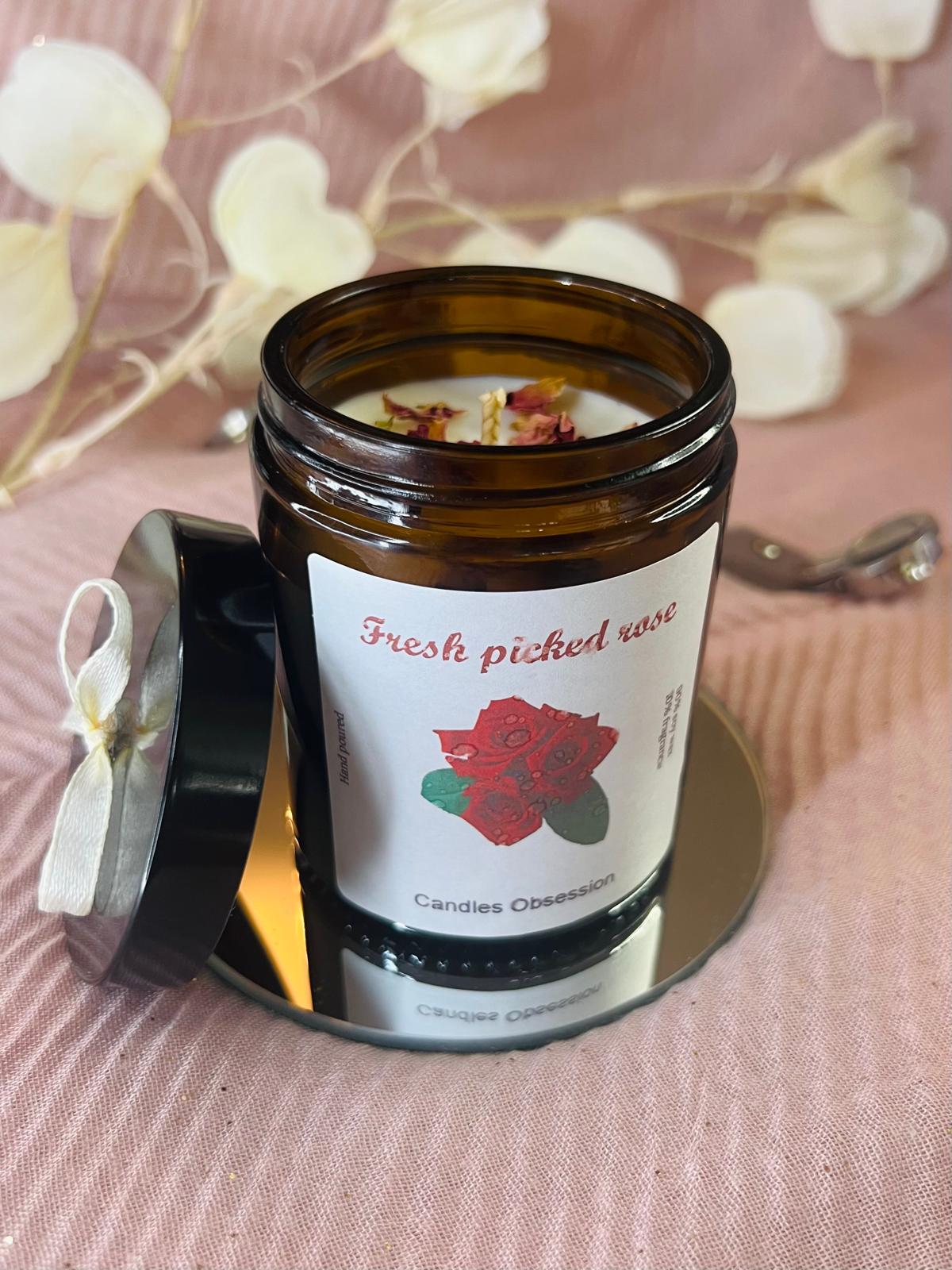 Fresh Picked Roses Glass Candle