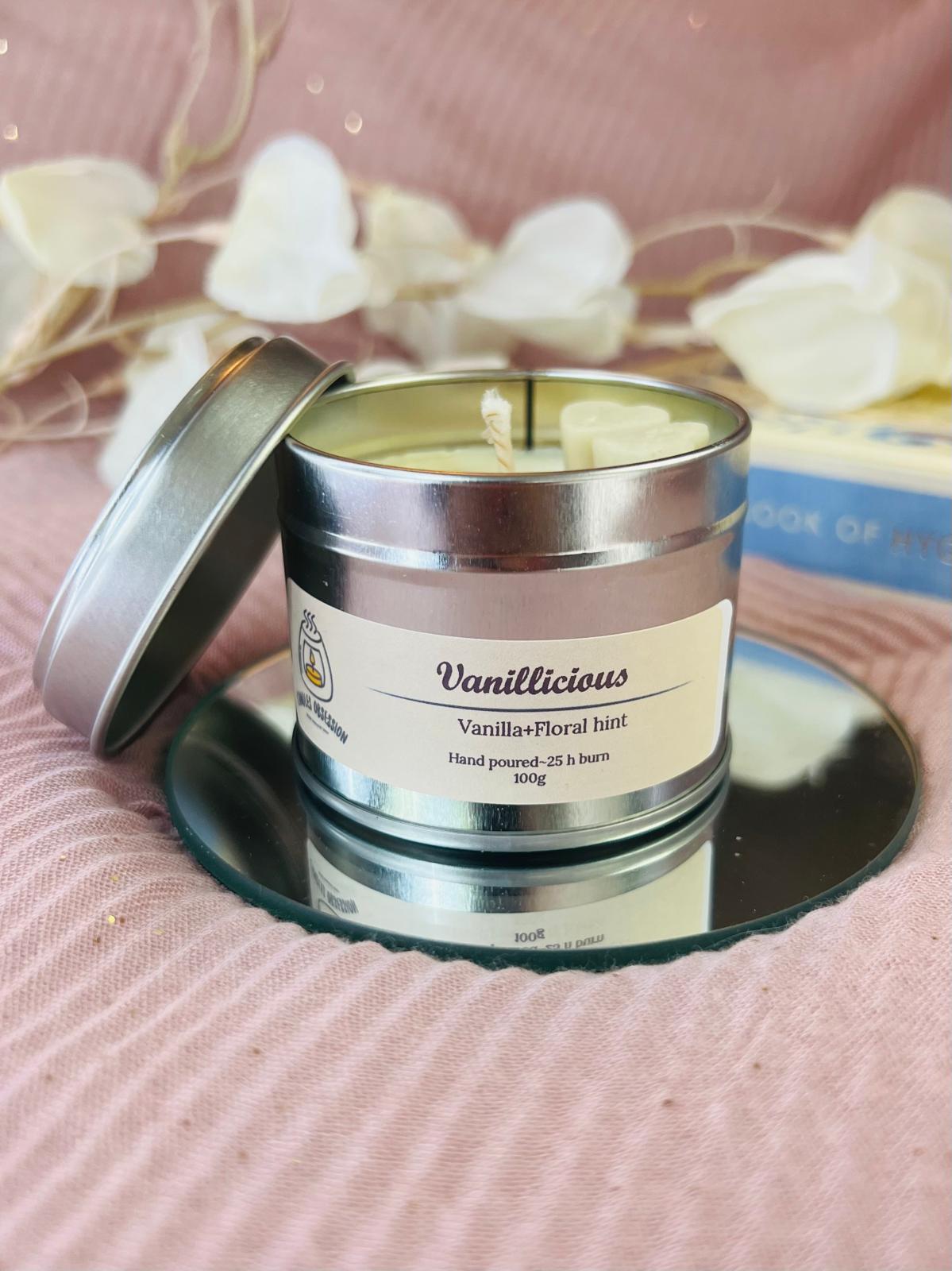 Vanillicious tin candle