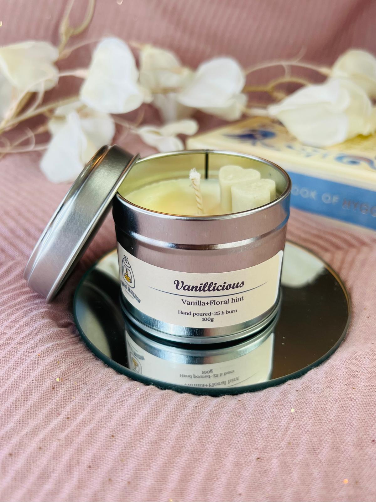 Vanillicious tin candle